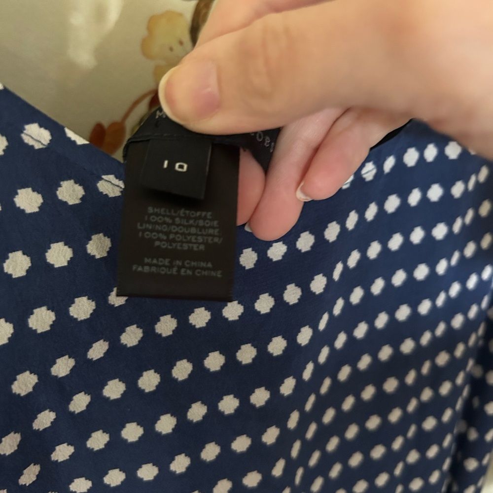 Marc by Marc Jacobs Blue and White Polka Dot Midi Dress Sz 10 - Picture 6 of 10